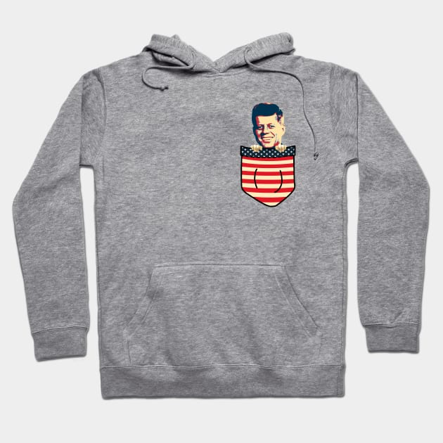 John F Kennedy Chest Pocket Hoodie by Nerd_art